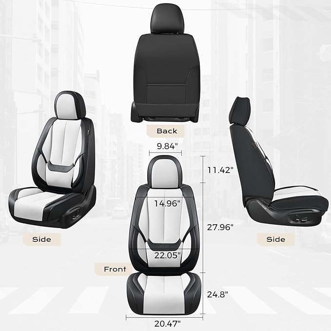 Coverado Seat Covers, Car Seat Covers Front Seats, Leather Seat Covers for Cars, Car Seat Protector Waterproof, Black Car Seat Cushion, Front Carseat Cover Universal Fit for Most Cars White