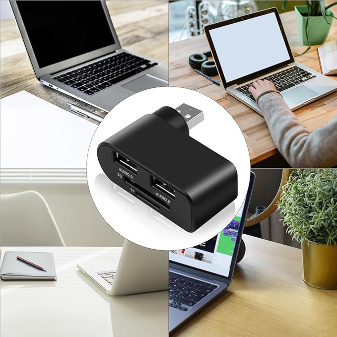 Rotatable USB Hub – ABS 4.5x5.5x2cm | USB Hub, 4 Port Mini USBs Extender with 480Mbps High Speed Data Transfer and Rotating Design | Multifunctional Splitter for Notebook Laptop Tablet Car Use