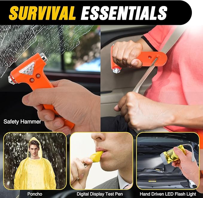 Nilight Car Emergency Kit with Jumper Cable Air Compressor Tire Repair Essential Tools First Aid Alligator Connector Electrical Kit for Travel Camping Outdoor Cars Truck SUV RV