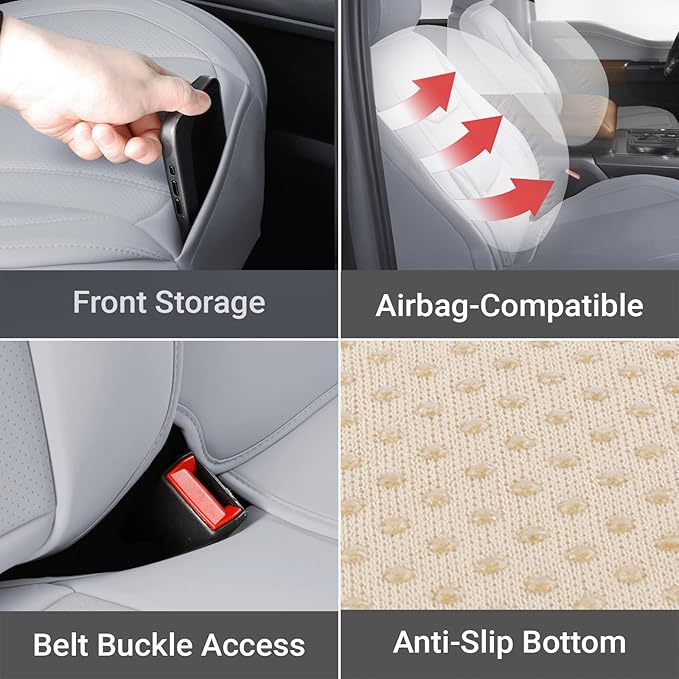 Coverland Custom Fit Car Seat Covers for SUV Compatible with [2009-2018 Subaru Forester] Premium Car Seat Cover Water Resistant Leather Non-Slip Interior Protector [Full Set Gray - Size Chart X77]