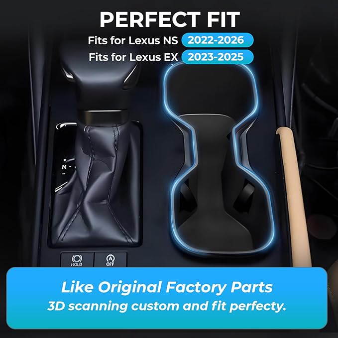 Center Console Cup Holder Inserts for Lexus ES 2025 2024 2023 & Lexus NX 2025 2024 2023 2022, TPE Interior Accessories Cup Holder Cover for 2023-2025 ES & 2022-2025 NX, Black