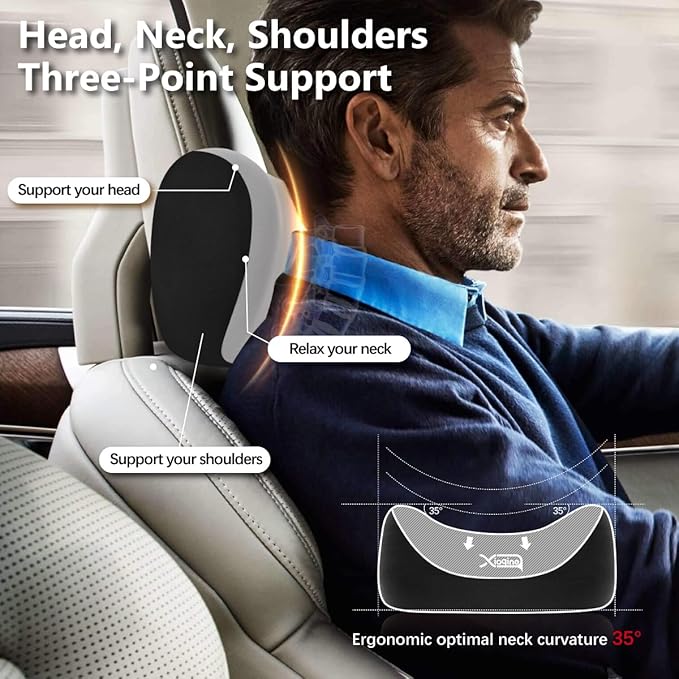 2Pcs Car Neck Pillow, Ultra Comfortable Car Headrest, Ergonomic Car Headrest Pillow, Relieve Driving Fatigue and Maintain Correct and Comfortable Sitting Posture, Suitable for Driving (Grey)