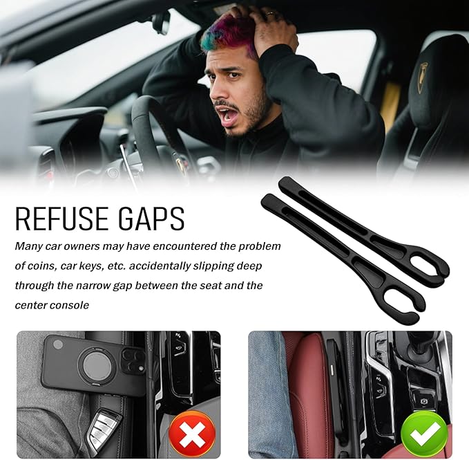 2PCS Car Seat Gap Filler Organizer,Soft Car Gap Filler Organizer for Filling Gaps with Storage Slots,Versatile Cars Seat Gaps Fillers Strip Cars Interior Accessories