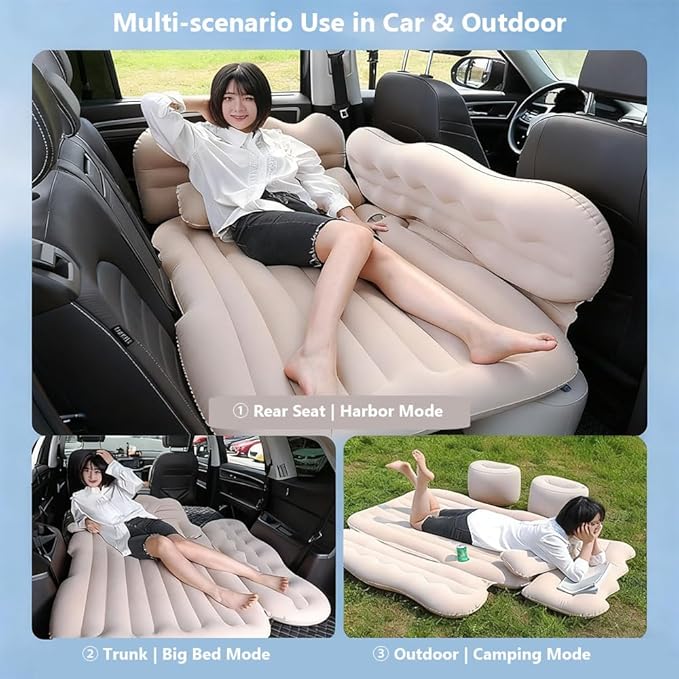 Car Inflatable Air Mattress for Nissan Armada (new Generation) 2025 Inflatable Back Seat Car Bed Double-Sided Portable Camping Travel Sleeping Bed,Dark Green-Mountain Design