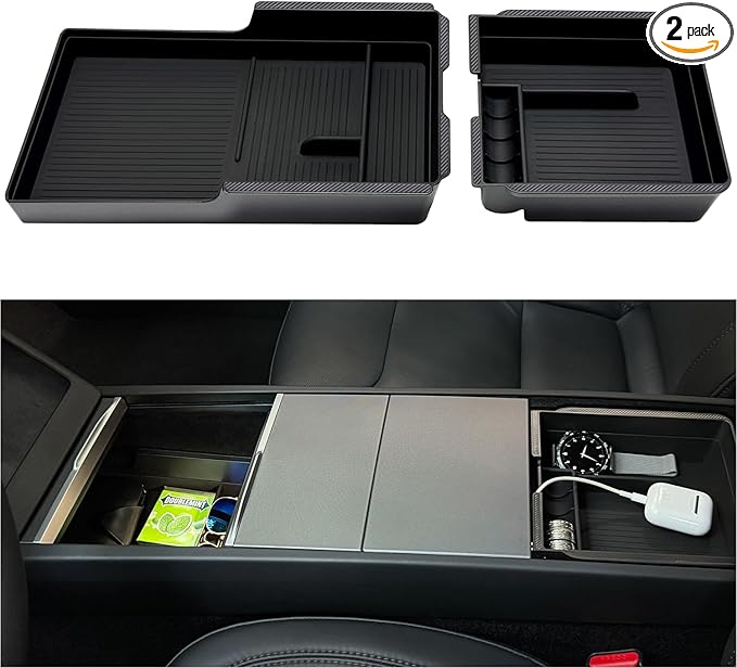 JVMA Center Console Organizer (Full Size) and Armrest Organizer for Tesla Model Y Juniper 2025 2026 and Model 3 Highland 2024-2026 (US Patent)