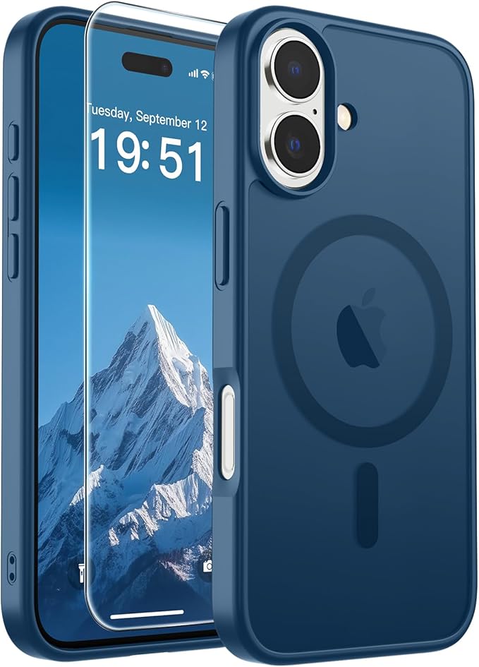 SUPFINE Magnetic for iPhone 17 Case (Compatible with MagSafe)(Military Grade Drop Protection) Translucent Matte Shockproof with Anti-Fingerprint Phone Cover 2025,Deep Blue