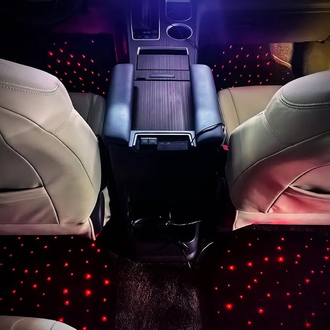 LED Illuminated Car Floor Mats with Remote Control, App Controlled RGB Color Changing Interior Lighting, Universal Fit 4-Piece Set