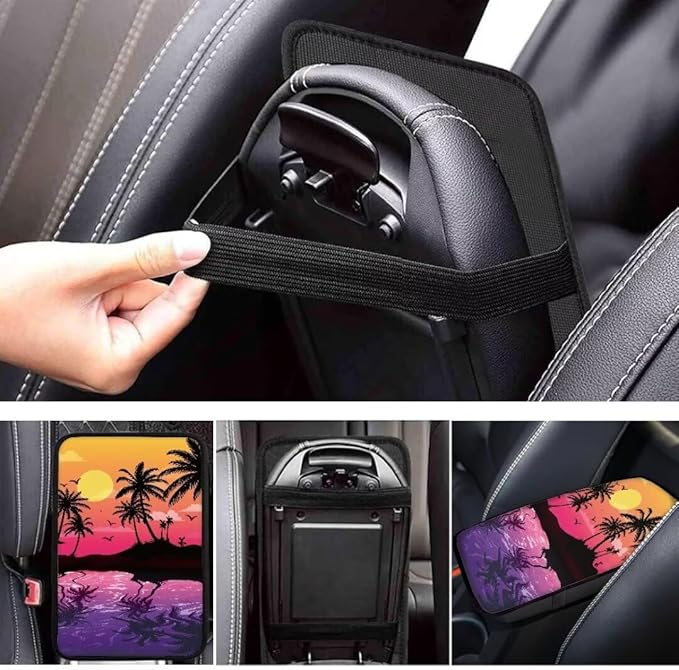 Coldinair Palm Tree Sunset Universal Car Center Console Pad Soft Armrest Protector Cover Fit for Most Vehicle,SUV,Truck,Car Interior Accessories Decor