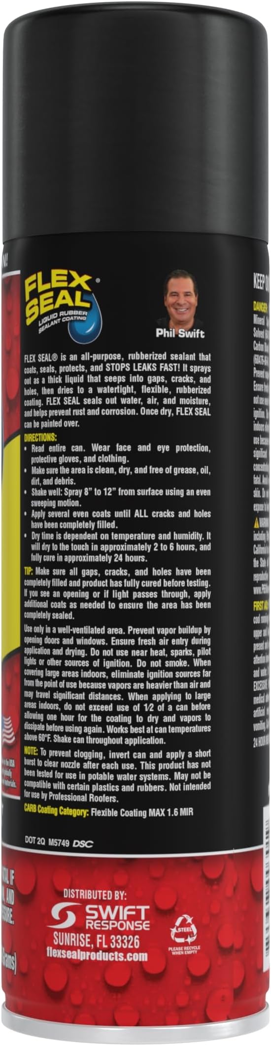 Flex Seal, 14 oz, Black, Stop Leaks Instantly, Waterproof Rubber Spray On Sealant Coating, Perfect for Gutters, Wood, RV, Campers, Roof Repair, Skylights, Windows, and More