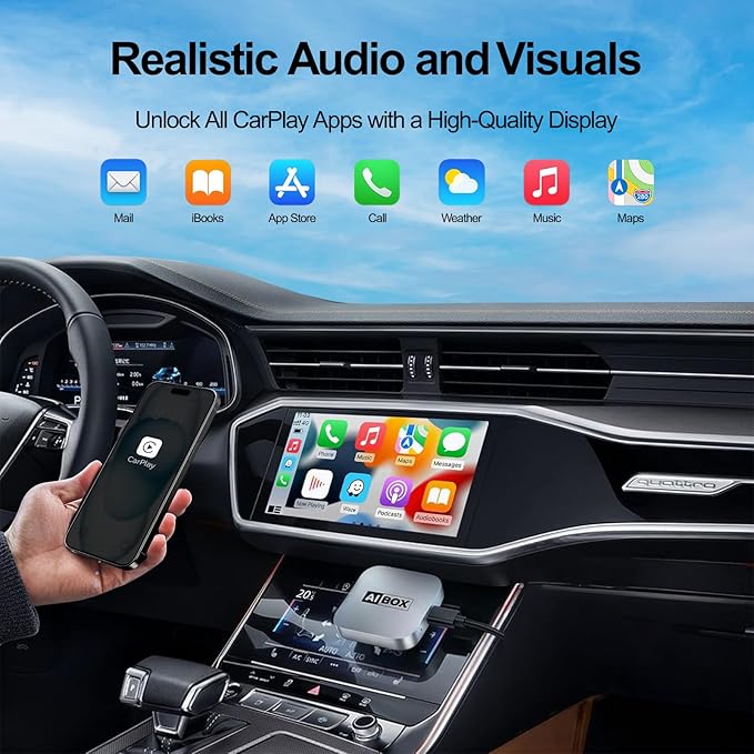 Wireless CarPlay Adapter 2026 Upgraded –AI Box Carplay Suitable for Apple iPhone & Android, with Compact Size, Plug-and-Play Convenience, and Fast, Stable Connection for CarPlay & Android Applications