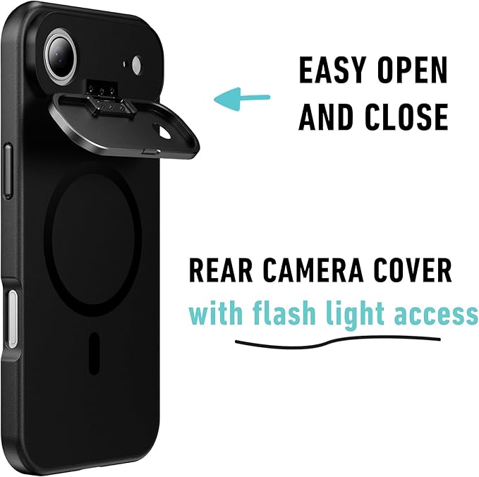 Spy-Fy iPhone 17 Air Privacy Case | Front and Rear Camera Covers | MagSafe iPhone Case with Lens Protection | Camera Blocker for Privacy and Safety | Slim Shockproof Phone Cover 6,6-inch Black