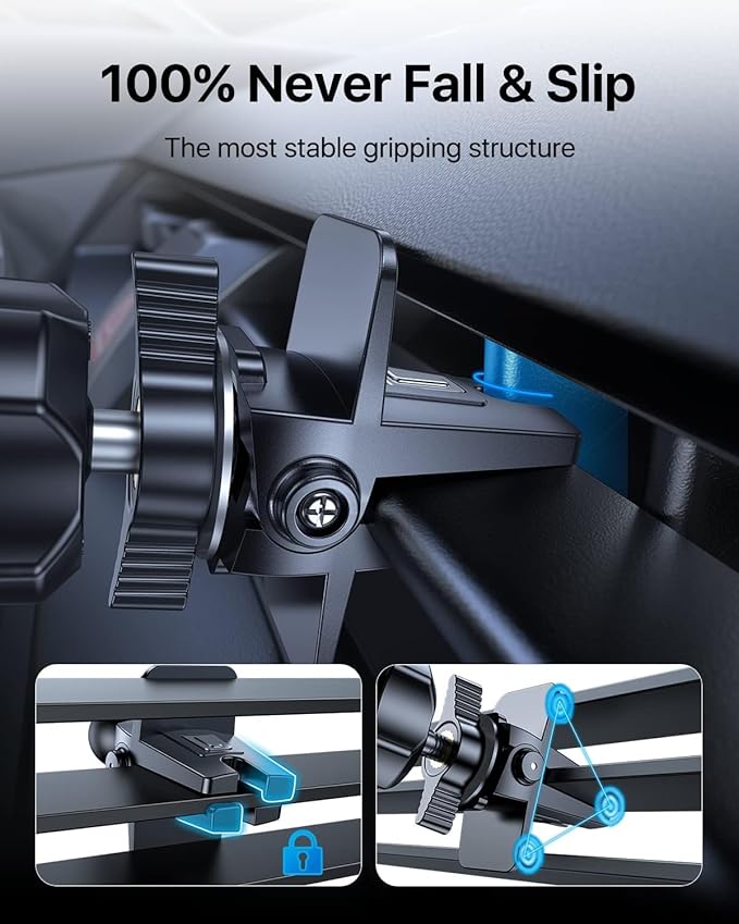 andobil Phone Holders for Your Car - Air Vent Phone Mount, Ultra-Stable Metal Clip with Anti-Shake & 360° Rotation, Universal Car Mount Fit iPhone 17/16/15/14/13/12 Pro Max/Android/Samsung Gary