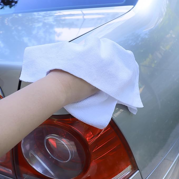 Tricol Clean 50PK Profesional Resuable Lint Free Microfiber Edgeless Cleaning Cloth Cleaning Rags,Absorbent Microfiber Wipes for Housekeeping, Car Cleaning(12 * 12 Inches) (white1)
