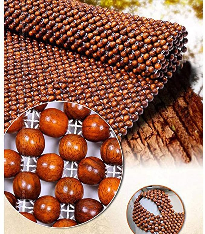 Wood Beaded Auto Car Seat Bead Cover,Natural Rosewood Wooden Bead Cool Refreshing Back Massaging Comfort Cushion Mat,Premium Quality Universal for Car Truck on Summer (Square mat)