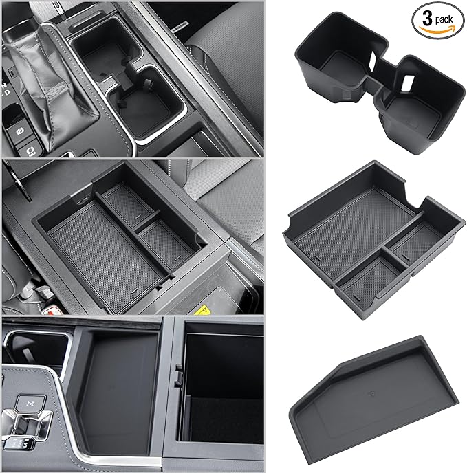 CDEFG 3PCS for 2024 2025 2026 Lexus GX 550 Center Console Organizer Tray for 2024-2026 Lexus GX550 Accessories Middle Console Cup Holder Wireless Charing Pad Storage Box(Not for Cool Box)