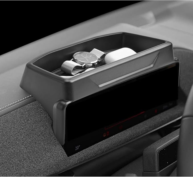 LUWU 2026 Mustang Mach E Dashboard Storage Tray Compatible with Ford Mustang Mach E 2021-2026 Accessories Center Console Display Box Hidden Organizer Tray Behind Screen (Only Fit for 10.2-inch Screen)
