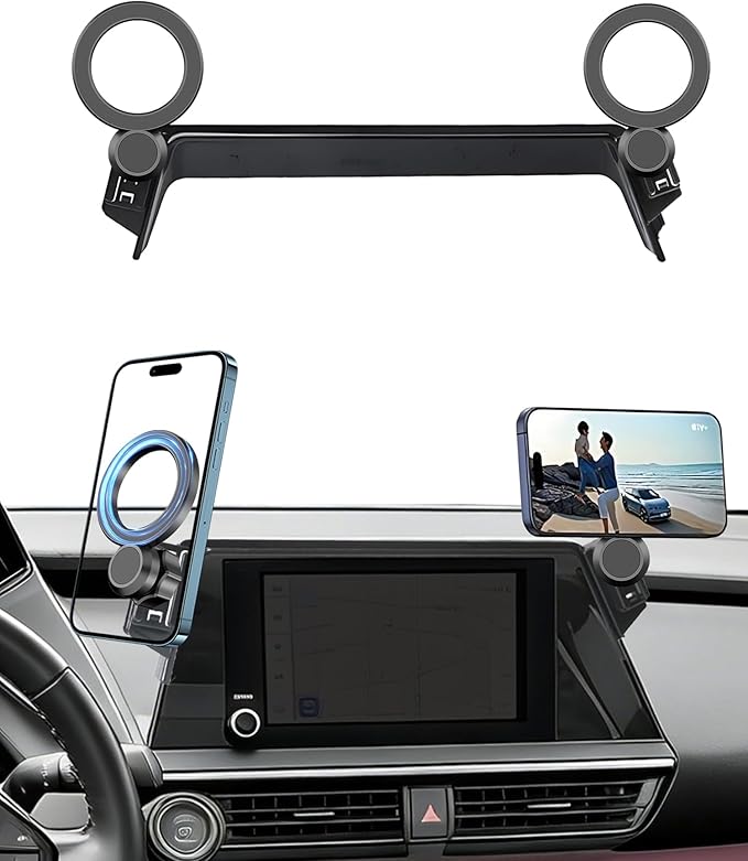Magnetic Car Phone Mount for 2023 2024 2025 2026 Toyota Prius Accessories, for MagSafe Strong Magnets Cell Phone Holder 8-Inch Screen Cradles, with Portable Phone Gripper 360° Rotation