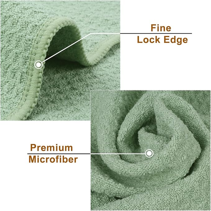 VIVOTE Microfiber Kitchen Towels - Super Absorbent, Soft, No Lint, Waffle Weave, Fast Drying Hand Towels (4 Pack Green, 16 Inch X 24 Inch)