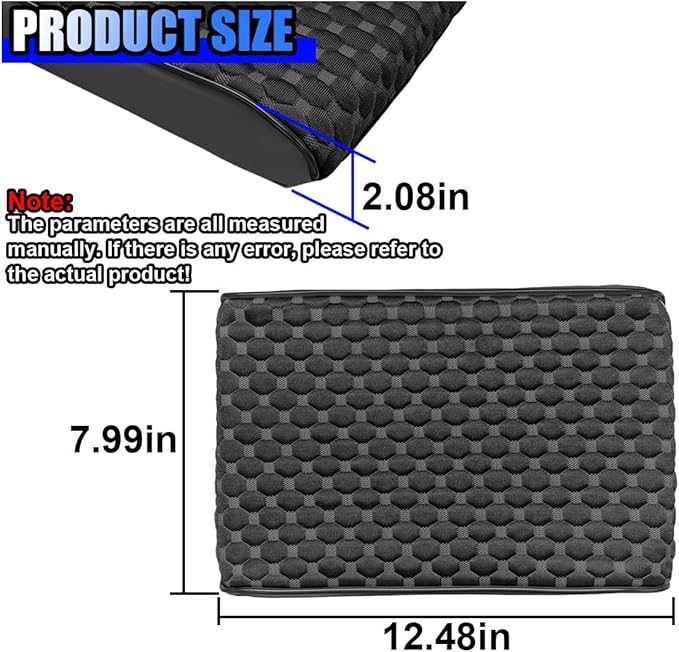 Cool Car Center Console Cushion Pad, Comfortable Ice Silk Car Armrest Cover, Breathable Vehicle Armrest Seat Box Pad Memory Foam, Auto Interior Protection Accessories, Universal for Summer (Black)