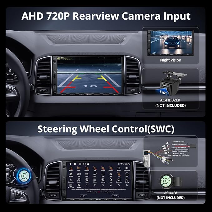 ATOTO A5L 7inch Android Double DIN Car Stereo, Wireless CarPlay&Android Auto Touch Screen, Wi-Fi/USB/BT Tethering, DSP, FM&SS Car Radio, GPS Tracking, MirrorLink, HD LRV, AI Chat, 2G+32G, A5LG2A7T