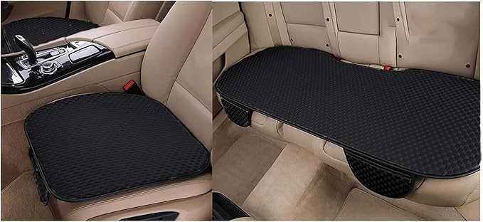 acdiac Universal Ice Silk Car Seat Cover Summer Auto Cool Cushion Breathable Cozy Non-Slip Car Seat Pads 3pcs/Sets (Black)