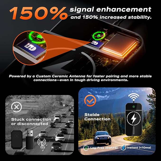 Wireless CarPlay Adapter with Magnetic 15W Fast Charging for iPhone 17/16/15/14/13/12 Series – Wired to Wireless CarPlay Converter, Auto Connect Plug & Play