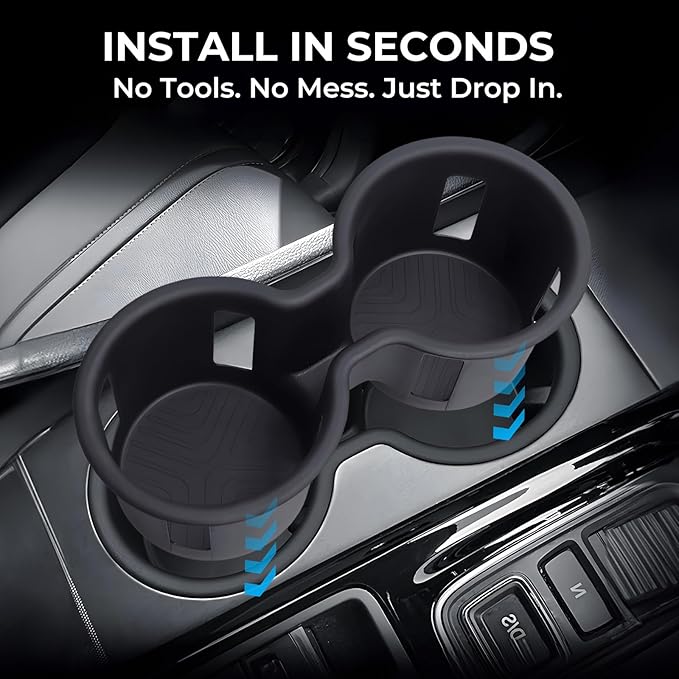 Car Center Console Cup Holder Inserts for Honda Pilot 2023-2026 & Passport/Ridgeline 2024-2026, TPE Interior Accessories Cup Holder Protector for 23-25 Pilot & 24-26 Passport/Ridgeline, Black