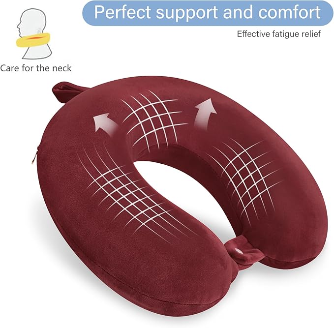 Travel Neck Pillow Memory Foam U Shape Neck Pillow for Travel Pillow Comfortable Head Neck Support Airplane Pillow for Traveling Car Home Office Travel Neck Flight Pillow