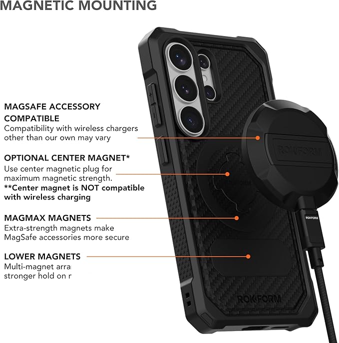 Rokform Rugged Case for Galaxy S26 Ultra, Magnetic Cover, Drop Tested Armor (Black)