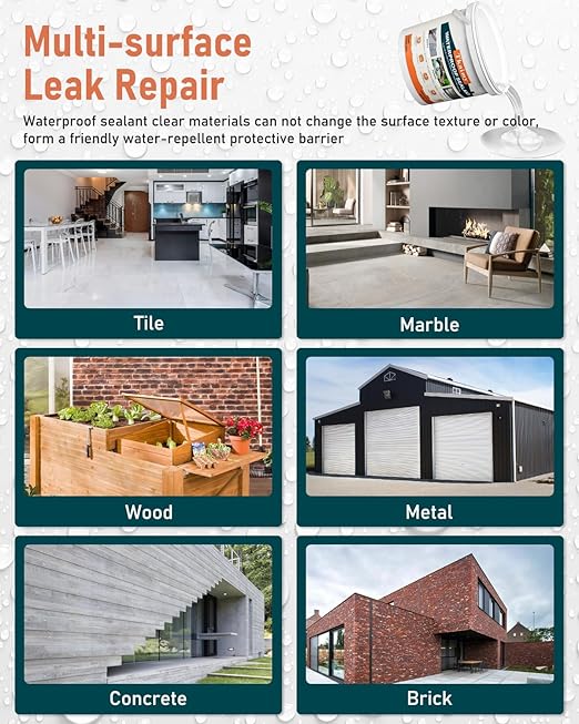 Transparent Waterproof Coating 175oz, Water-Based Invisible Waterproof Agent Leak Repair Sealant, Indoor & Outdoor Roofs, Shower Walls, Bathroom, Kitchen, Liquid Water Proof Clear Sealant