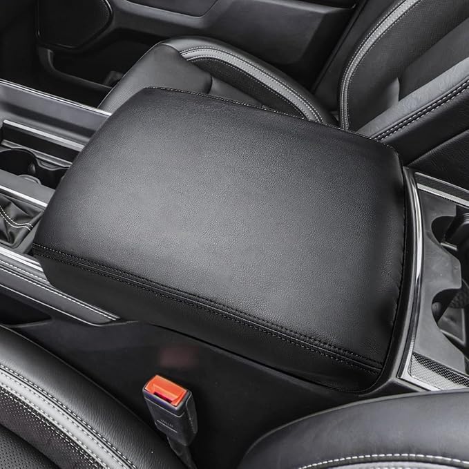 INTGET Car Center Console Cover for 2024 2025 Dodge Ram 1500 2500 3500 Accessories 2019 2020 2021 2022 2023 Armrest Arm Rest Box Lid Protector Pad Cushion Dog Seat Cover (Black with Black Stitches)