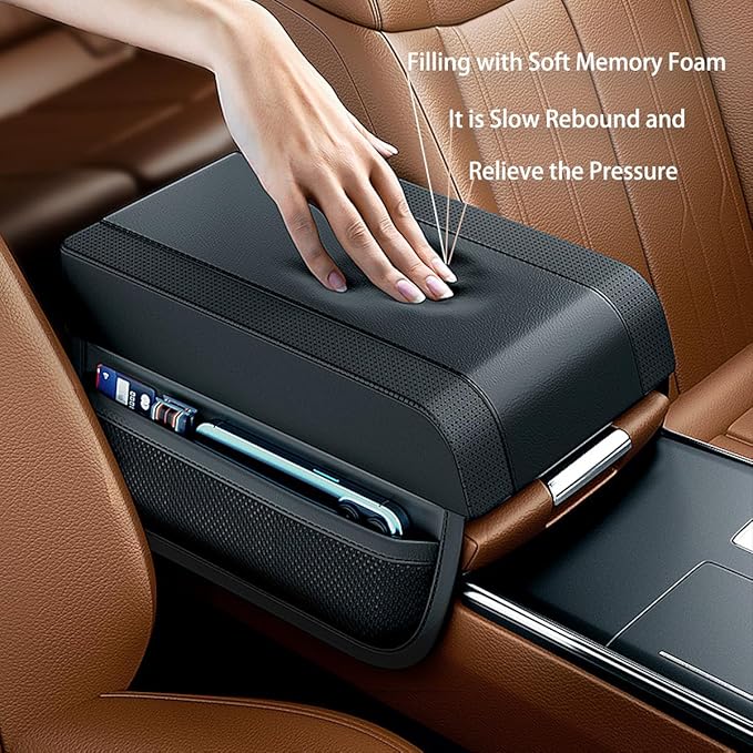 Car Console Covers Car Center Console Cushion Pad Leather Car Armrest Pad Armrest Cushion Pad Arm Rest Cover for Car Most Vehicle, SUV, Truck