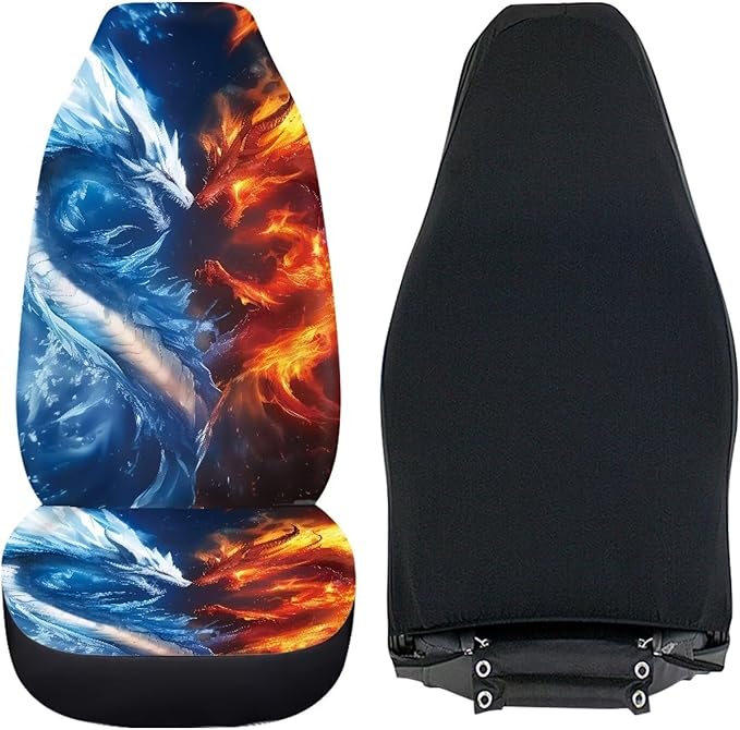 Cool Dragon Car Front Seat Covers Soft Car Seat Cover Easy Installation Breathable Front Seat Cover Protection Interior Accessories Universal for Auto SUV 2 Pcs