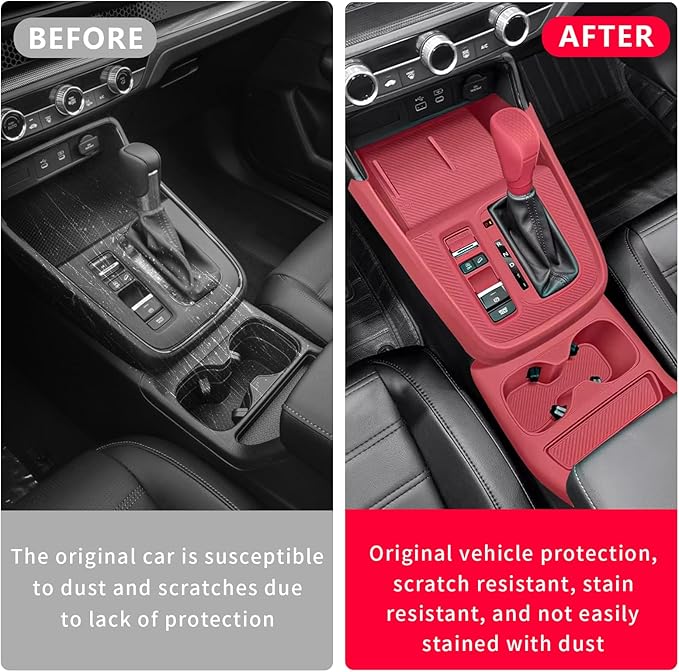 Temmis Center Console Silicone Organizer with Cup Holder for Honda CRV 2023-2026 (Gasoline Version), Full-Wrap Center Consel Electrostatic adsorption Cover for Honda CRV-Red