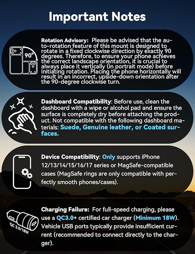 JOYROOM for MagSafe Car Mount Charger, [Smart Fingerprint-Touch Rotation] 15W MagSafe Wireless Car Charger[Vacuum & Gel 360° Base] Air Vent Dashboard Set for iPhone 17 16 15 14 13 12 Series, Black