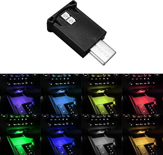 USB Type C LED Ambient Light, 8 Colors RGB Dynamic Atmosphere Lamp Car Interior Decor USB Night Light, Automotive Replacement Lighting Products for Car Home Office Decoration (1PCS)