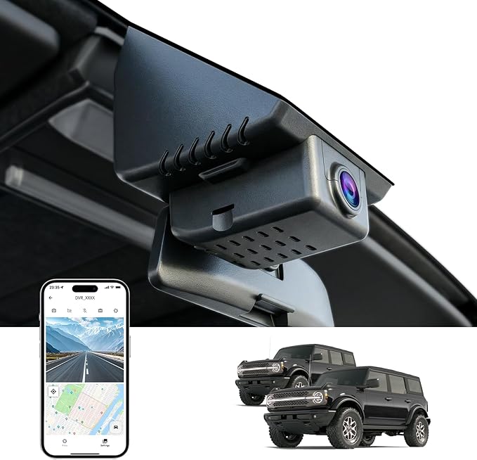4K Dash Cam for Ford Bronco 2021 2022 2023 2024(Not Fit Ford Bronco Sport), Easy Install,WiFi & App,Loop Recording,G-Sensor,64GB Card