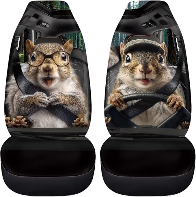 Funny Hamster Car Seat Cover Front Seats Only,Anti-Slip Driver Seat Cover Lightweight Vehicle Cushion Seat Cover Set for SUV Sedan Trucks Vans