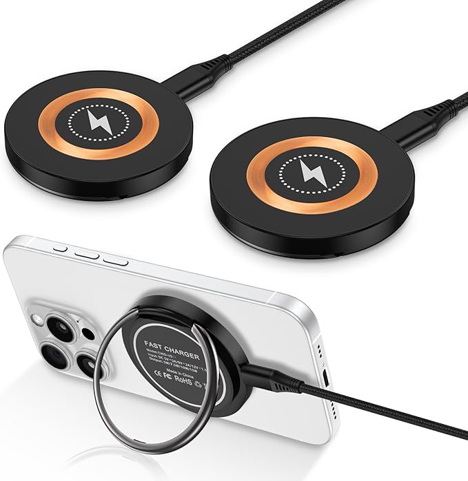 Samsung S25 Ultra Wireless Charger Fast Charging Pad Magnetic Charger for Samsung Galaxy S26 S25 Plus/S24 Ultra/S23/S22/S21/S20/S10,2Pack 15W Wireless Fast Charger Stand for iPhone 16 Pro Max/15/14/13