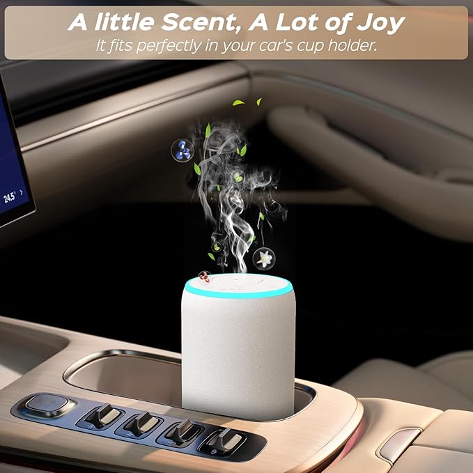 Portable Waterless Essential Oil Diffuser Starter Kit with 7 Lights for Home Car and Office, Compact Scent Diffusers Includes 2 x 20mL Hotel Scent Oils, A Gift Idea for Parents and Friends