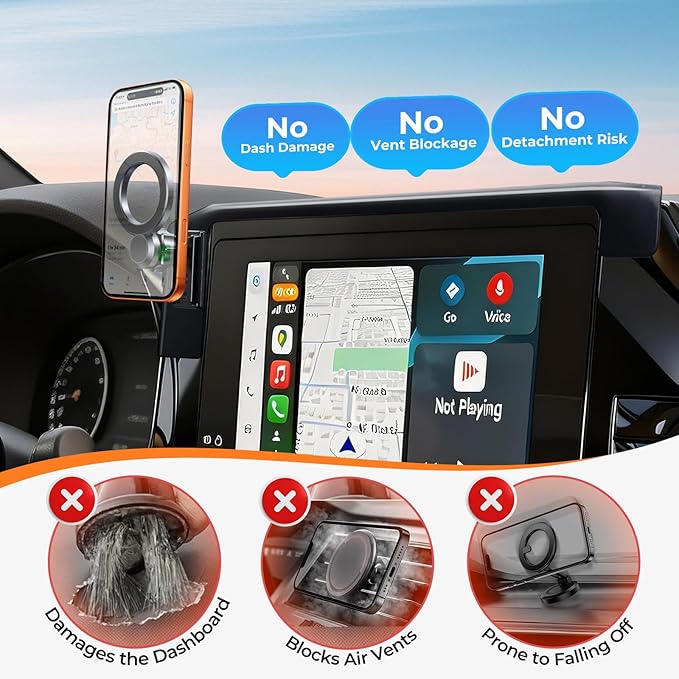 Car Phone Holder for Toyota Camry LE/SE 2026 2025 (Only for 8-Inch Screen) 360° Rotation Magnetic Cell Phone Mount, Compatible with Magsafe, Does Not Affect Air Vent
