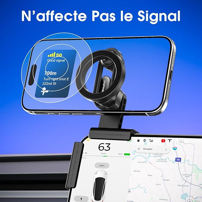 M2026 Tesla Model Y Phone Mount, for MagSafe Magnetic Car Mount for Tesla Model Y Juniper 2026 & Model 3 Highland Accessories, Dashboard Screen Holder Compatible with iPhone Pro Max Android