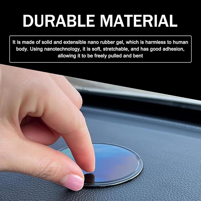 Dashboard Anti-skid Mat, Silicone Gel Mini Round Multifunctional Storage Mat for Mobile Phone Keys Glasses, Self-adhesive and Cleanable Dash Pad, for Most Cars Home (Black)