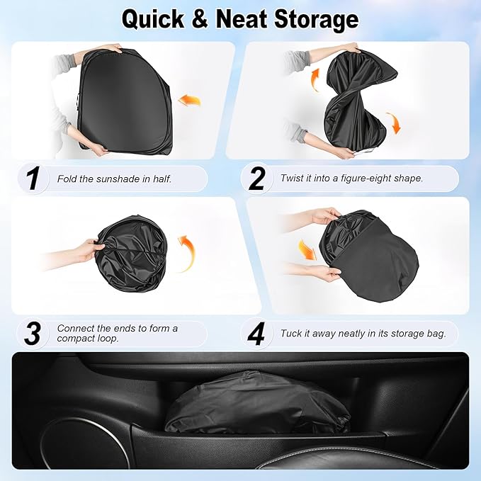 Car Windshield Sunshade Universal Sun Visor Front Window Shades, Foldable Reflective Fits for Model 3/Y 2016 to 2026 (55.9" x 37.4")
