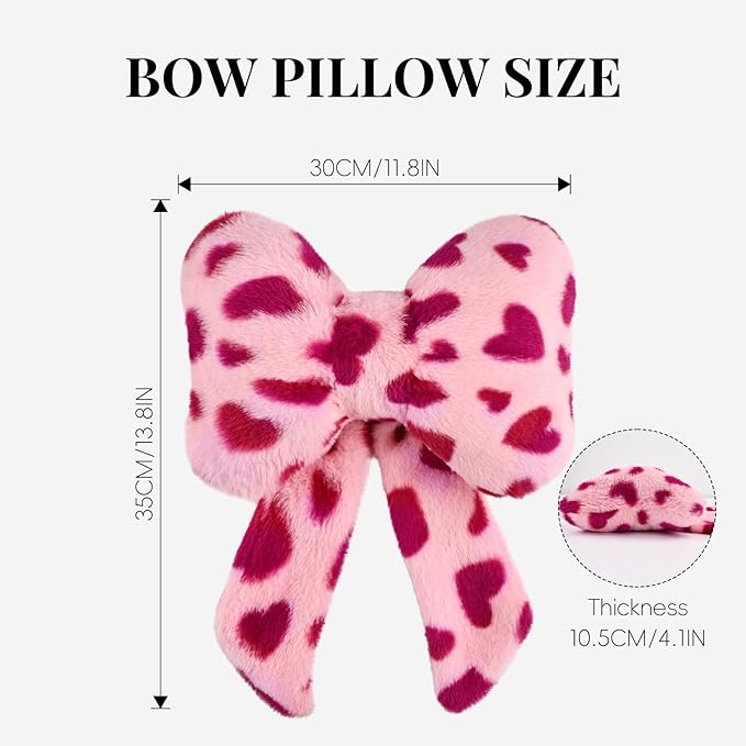 2 Pack Bow Car Headrest Pillow Comfortable Soft Plush Head Rest Cushion, Neck Pillow for Driving Office Use and Car Interior Decoration (Pink Heart)