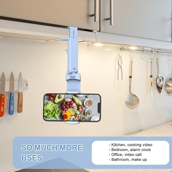 Perilogics Airplane Phone Holder Mount Universal in Flight Hands Free Viewing with Multi-Directional Dual 360 Degree Rotation (Blue)
