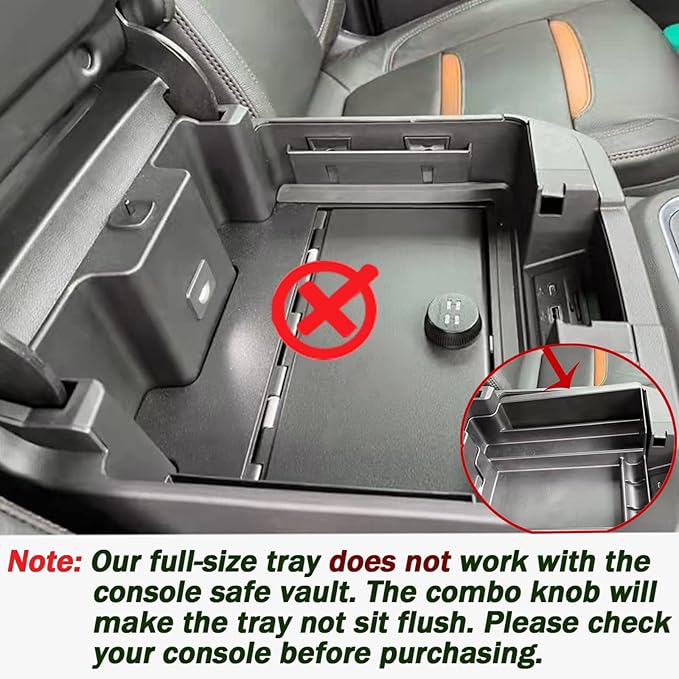 TOPINSTALL Red Center Console Organizer Compatible with 2019-2022 Silverado/Sierra 1500 and 2020-2023 Silverado/Sierra 2500HD 3500HD, Armrest Full-Size Tray (Full Console w/Bucket Seats ONLY)
