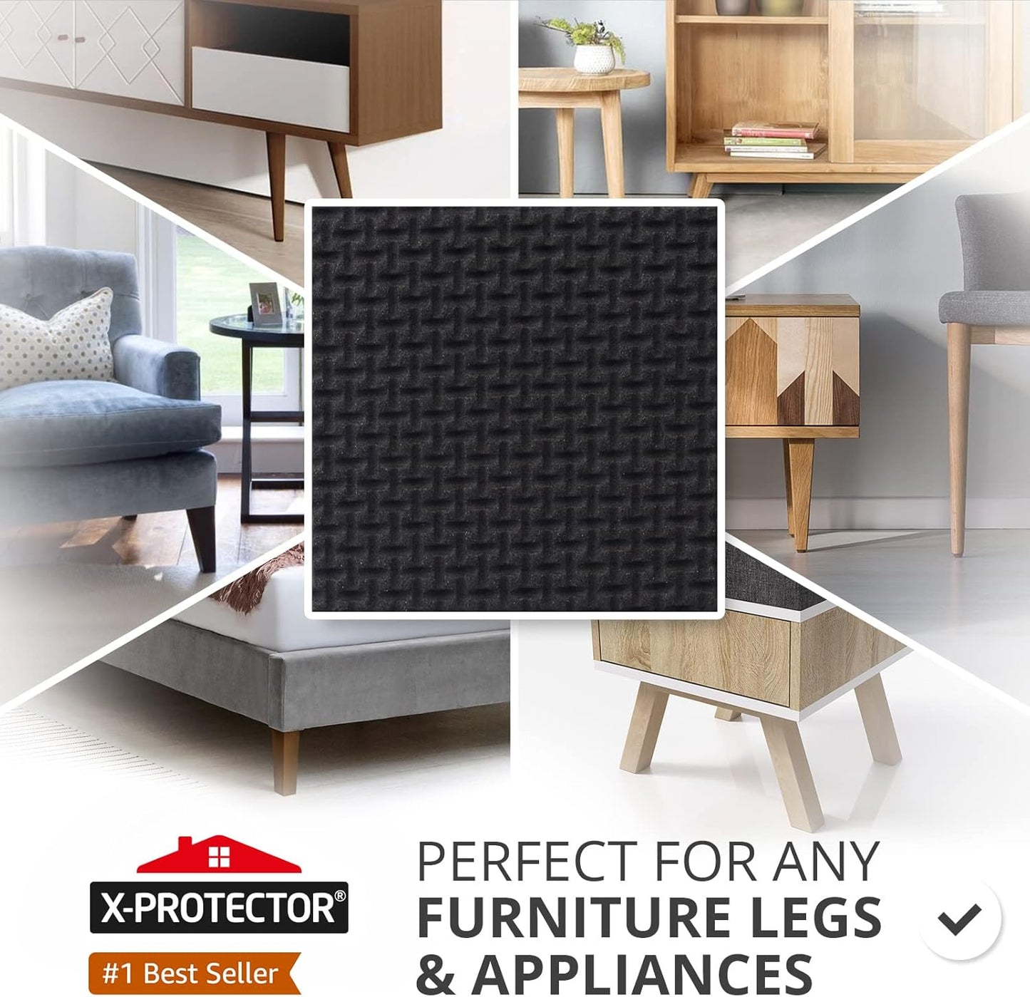 Non Slip Furniture Pads 8 pcs 1 1/4" X-Protector - Premium Furniture Grippers! Self-Adhesive Rubber Feet Furniture Feet - Ideal Non Skid Furniture Pad Floor Protectors - Keep Furniture in Place!