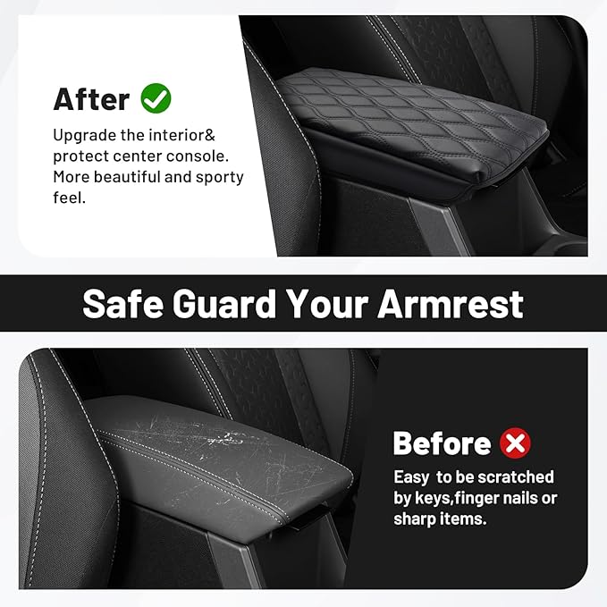 Autorder Center Console Cover for 2024-2025 2026 Subaru Crosstrek/Impreza Accessories Armrest Cushion Cover Nappa Leather Middle Console Covers Crosstrek/Impreza Console Cushion Pad Anti-Scratch