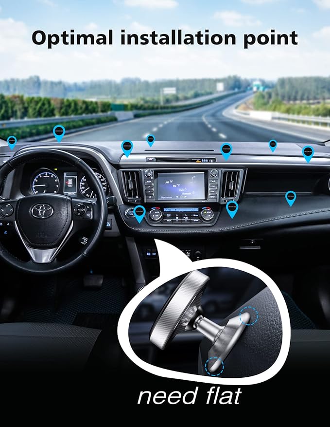 2 Pack Magnetic Phone Holder for Car, [ Strong Magnet ] Magnetic Phone Holder, Dashboard Phone Holder Mount 360 Adjustable, Car Mount for iPhone Samsung etc All Smartphones, Sliver